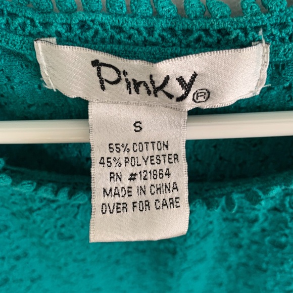 Embroidered Turquoise Crop Top by Pinky - Picture 3 of 3